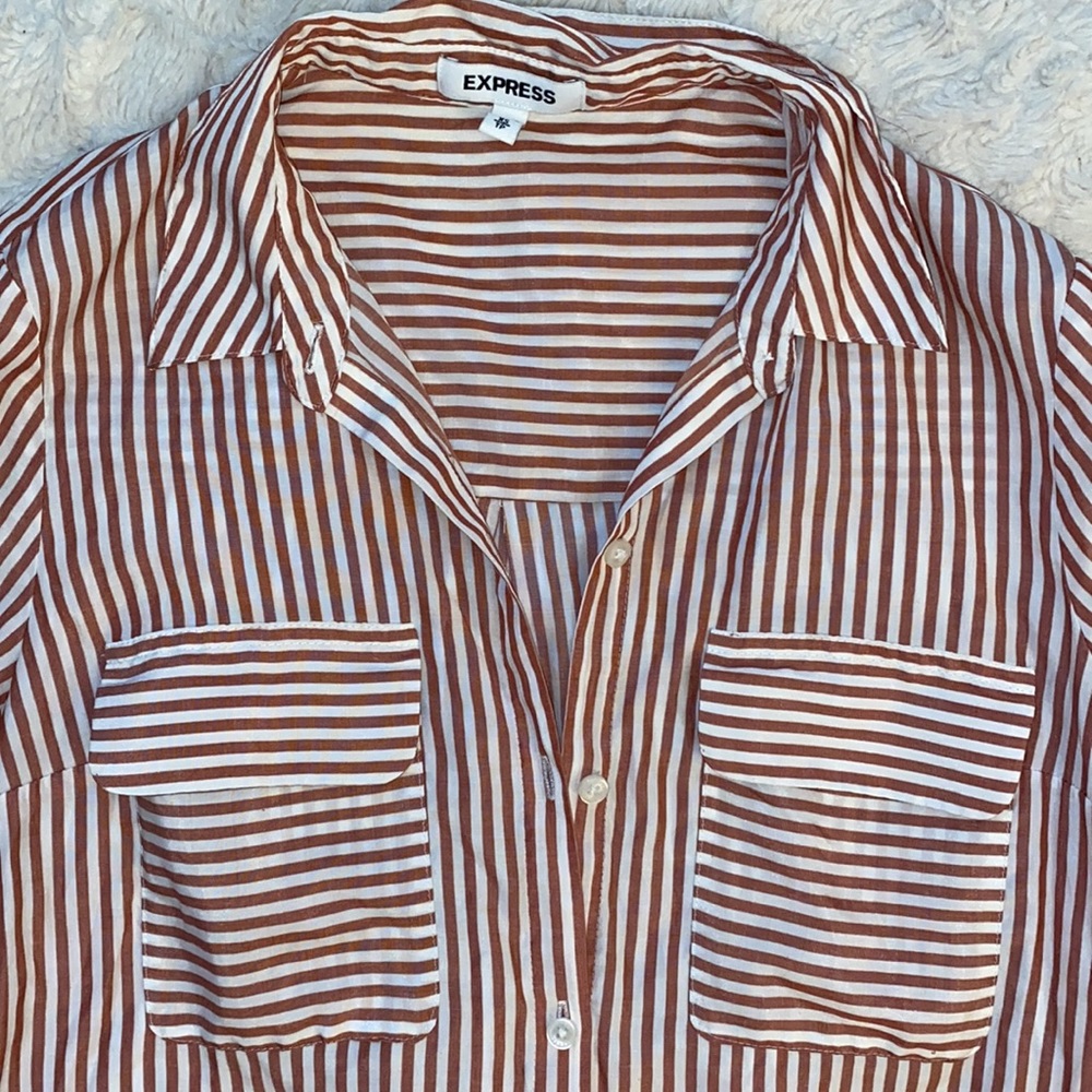 Express Striped Button Down Top - image 2